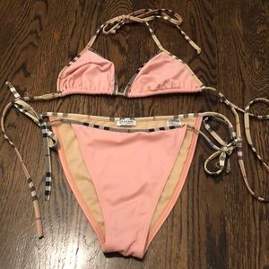 Pink Burberry trim bikini size M top and bottom